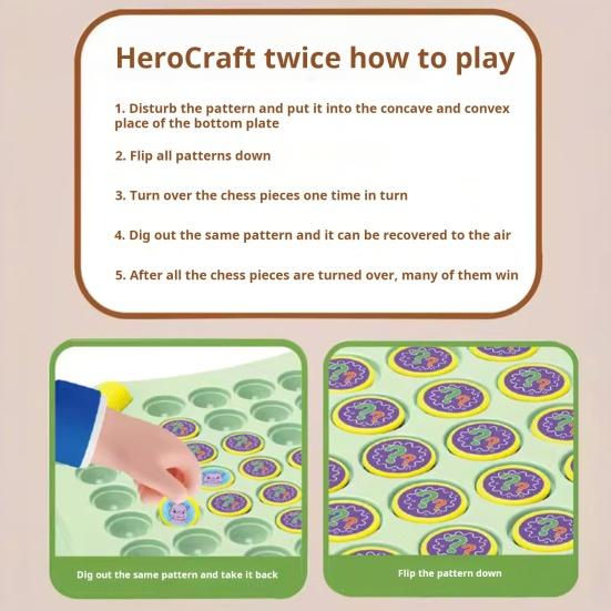 Kinder Memory Flip Schachspiel 2 bis 4 Spieler Tier Obst Schach Matching Board