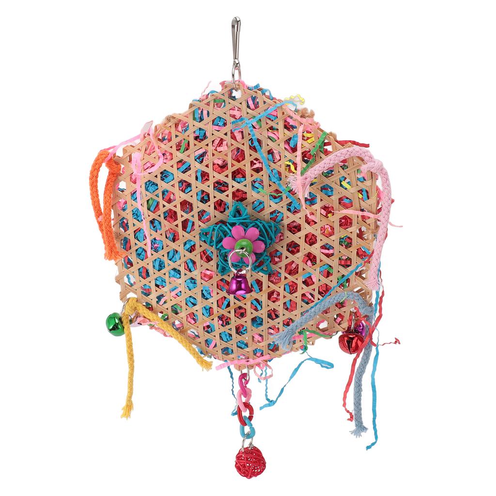 Parrot Chew Toy Bamboo Cage Hanging Toys Bird Shredding Foraging Toys for Finches Lovebirds Conures