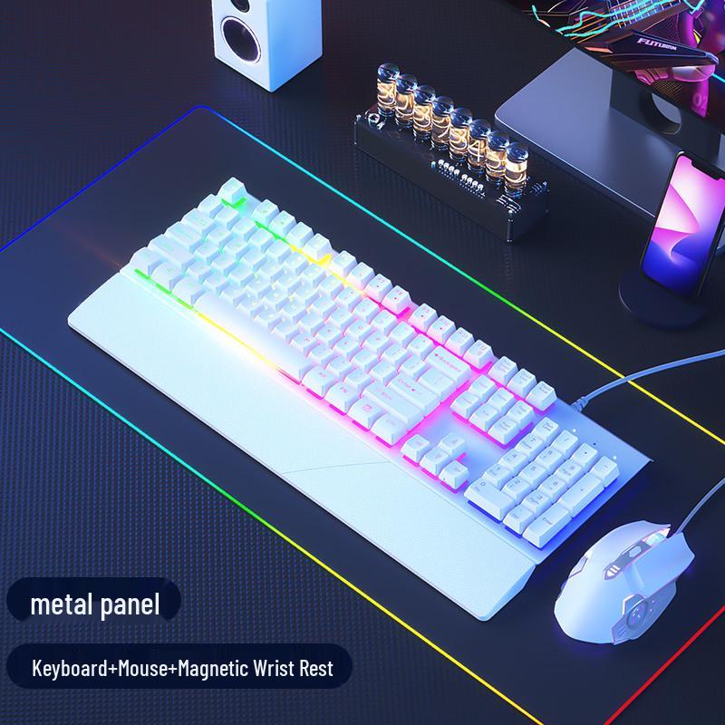 Silent Mechanical-Feel Wired Keyboard & Mouse Set for Gaming and Office