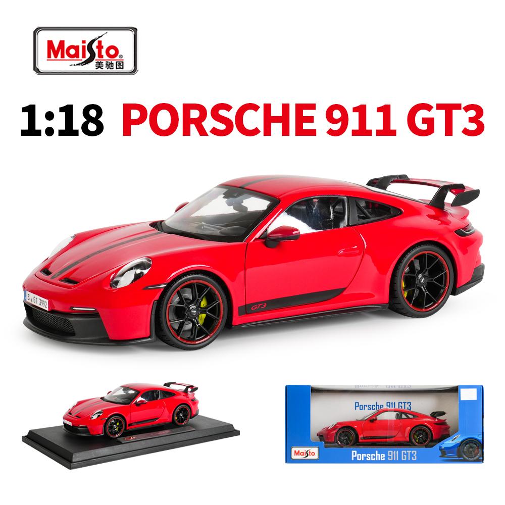 Maisto 1:18 2022 Porsche 911 GT3 Blue Sports Car Static Die Cast Vehicles Collectible Model Car Toys