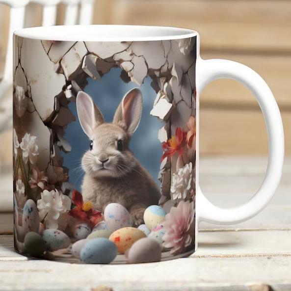 3D Happy Easter Rabbit Egg Egg Ceramic Coffee Mug Tea Cup