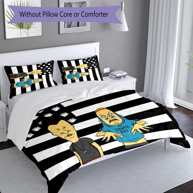 3pcs Funny B-Beavis and Butt-Head pattern bedding set duvet cover set includes duvet cover &pillowcases, perfect all season bedroom decoration & gift