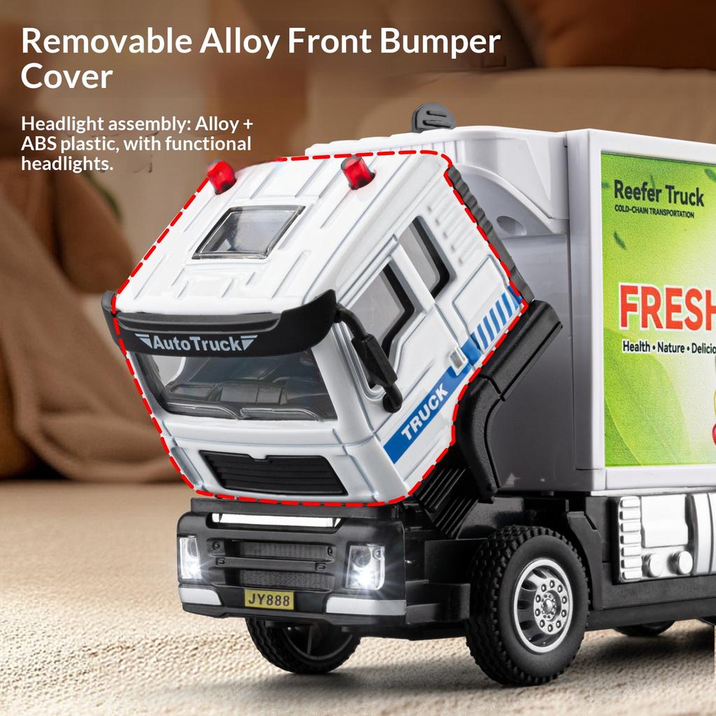 1/50 Alloy Engineering Truck Refrigerated Truck Model Fruit and Vegetable Fresh-keeping Transport Truck Container Truck Toy