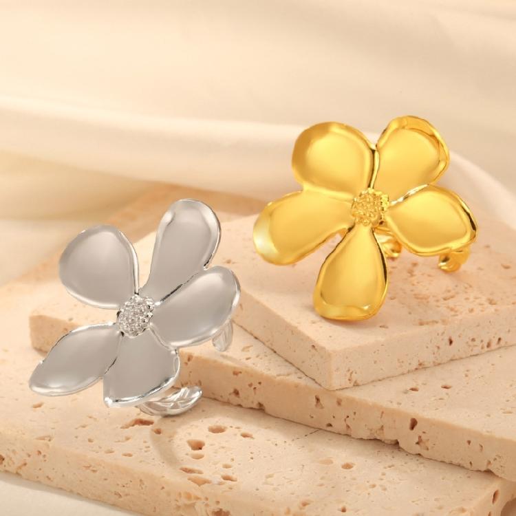 Opening Rings Flower Rings Hand Jewelry Fashion Rings Stainless Steel Adjustable Rings Suitable for Fashion Enthusiasts