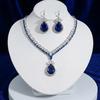 Trendy Blue Water Drop Zircon Earrings & Necklace Set