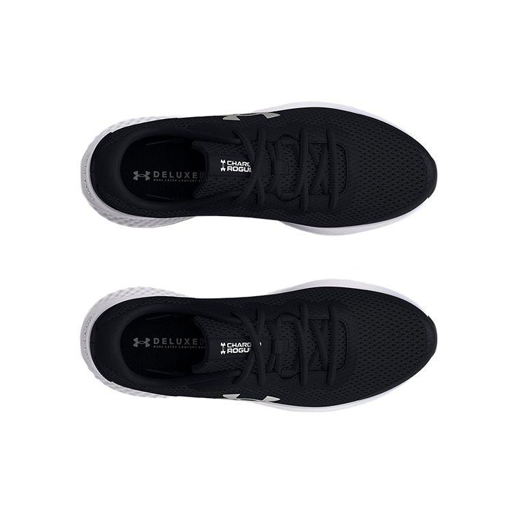 Under Armour Charged Rogue 3 Black Metallic Silver Women Sneakers 3024888-001