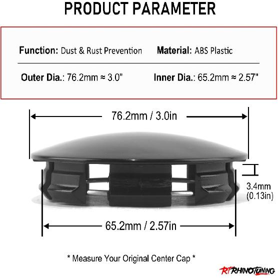 RTrhinotuning 4 PCS 76.2 mm Wheel Center Caps Compatible with 2002-2014 F150 2007-2015 Expedition 2L34-1130, OD: 3 in / 76.2 mm ID: 2.57 in / 65.2 mm