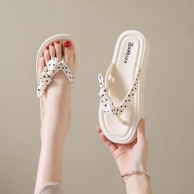 Chaussures Kawaii avec Nœud Plates Blanc Tongs Pantoufles pour Femmes et Sandales pour Dames Designer Luxe Bas Prix Antidérapantes Slides Décontractées