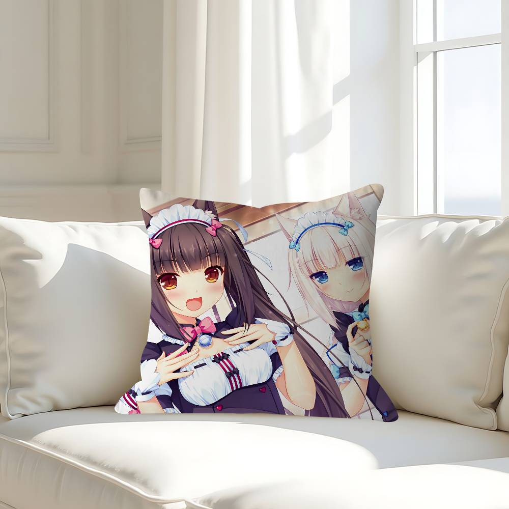 GAME-N-Nekopara-V-Vanilla Kissenbezug Abnehmbarer Waschbarer Kissenbezug – Ganzjahresweichleinen