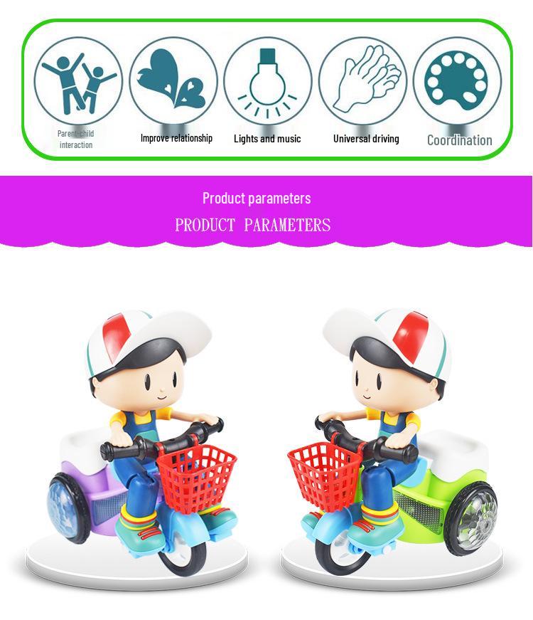 Elektrisches Kinder-Dreirad mit Pedalen, Musik und Lichtern