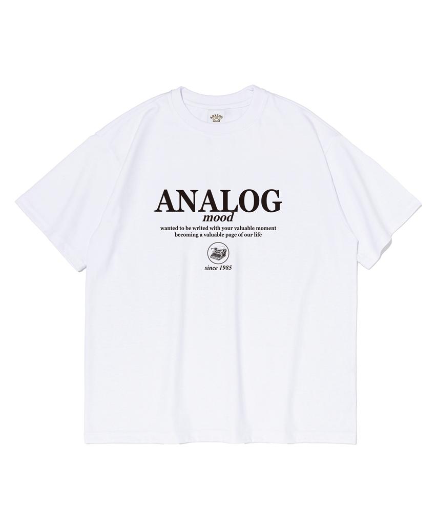 ANALOG MOOD Word Letter Short Sleeve T-Shirt (White)