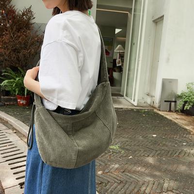 Leichte Cordtasche, einfarbig, Umhängetasche für Damen, Reise-Umhängetasche