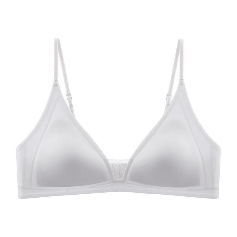 Japonský saténový bezešvý podprsenka s hlubokým výstřihem do V, tenkými ramínky a bez kostic pro ženy