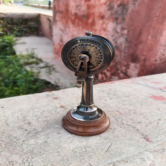 

Латунный судовой телеграф 17,78 см Морской морской декор для дома и офиса Настольный Рождественский подарок, подарок на день рождения, годовщину, Новый год