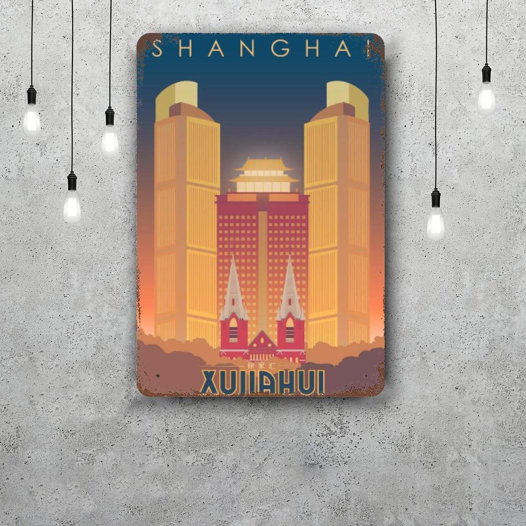 shanghai Vintage Tin Sign Home Decor Wall Decor Art Wall Mural Room Decoration Decor Retro Metal Sign Plate Bar Posters