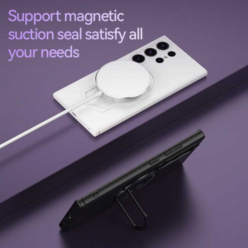 Metal Strong Magnetic Absorption Case For Samsung S24 Ultra S23 + S23 Plus S24 + Galaxy S24 Frosted Car Holder Protection Cover