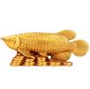 Copper Arowana Dragonfish Figurine, Feng Shui Item, Good Luck Charm, Folk Craft, Business Success, Prosperity, with Red String Bracelet