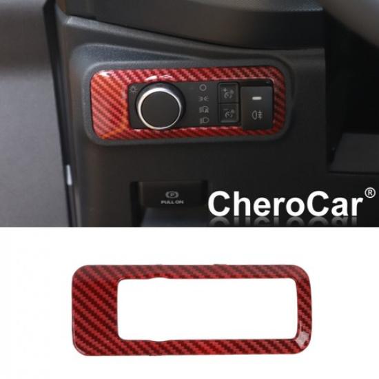 Red Carbon Fiber Head Light Switch Cover Trim Accessories for Ford Bronco +