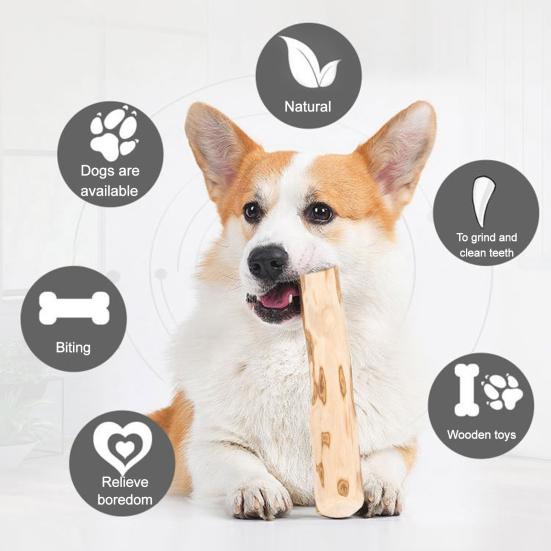 Safe Durable Dog Toys Coffee Wood Chew Toy, Wooden Puppy Teething Natural Toy Stick, Dental Health for Small Medium Large Dogs