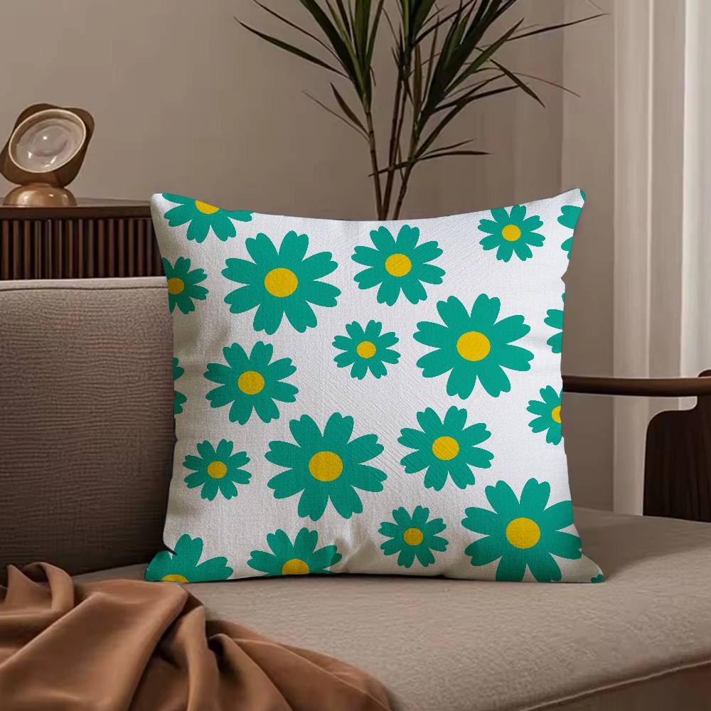 Spring and Summer Floral ART Pillow Case Anti-dustmite Pillowcase Invisible Zipper Silky Short Plush Sofa Cushion Cover