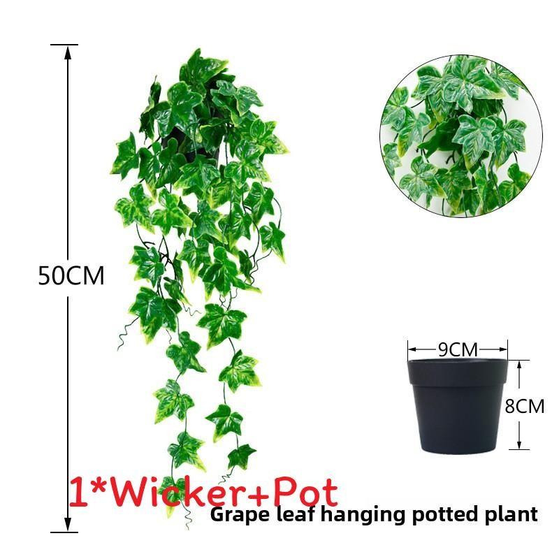 Faux Hanging Vine Plant With Green Leaves For Balcony And Party Decoration