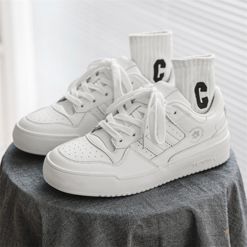 

Универсальные маленькие белые туфли в стиле колледжа, мужские, осенняя новинка, модные, нескользящие, нишевый дизайн, на толстой подошве, трендовая обувь 1231 44 белый