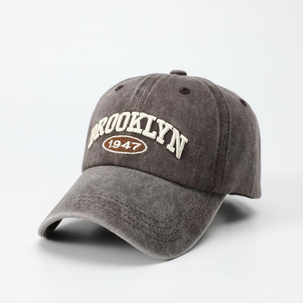 Washed old baseball cap women's retro letter embroidered sunscreen cap men's soft top sun hat