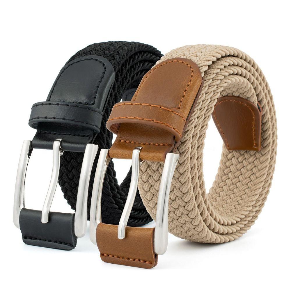 

Adjustable Weave Belt Men Leather Braided Waist Belt Fashion Nylon Woven Belts Male сірий
