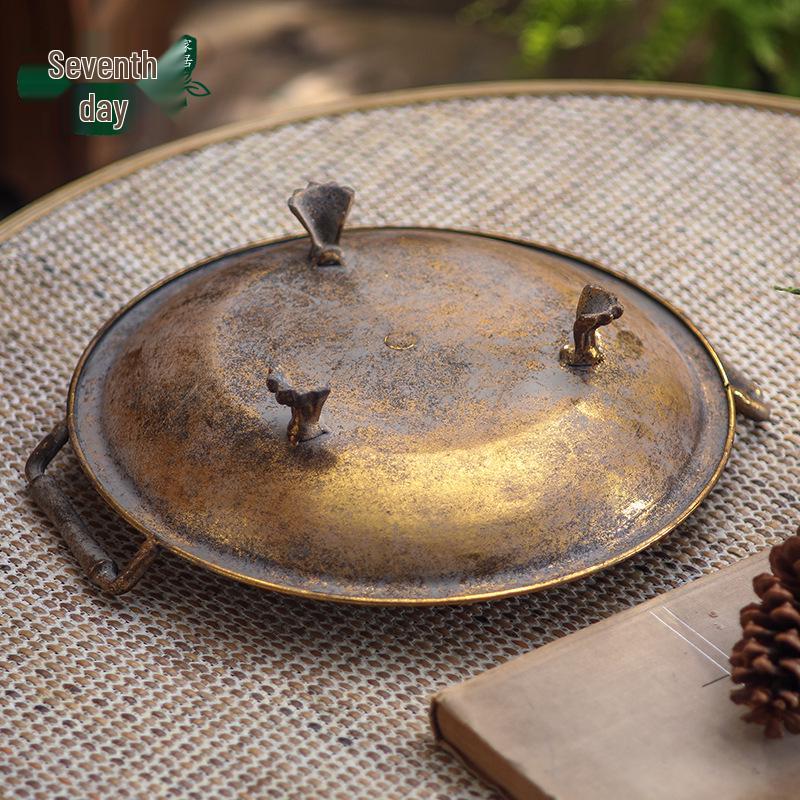 Antique Gold American-Style Bird Feeder & Garden Tray for Studio Photography and Fruit Display