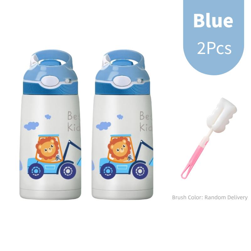 400ML Kids Water Bottle Cartoon Animal Thermos Mug Baby Duck Billed Straw 316 Stainless Steel Vacuum Flasks Thermos Bottle