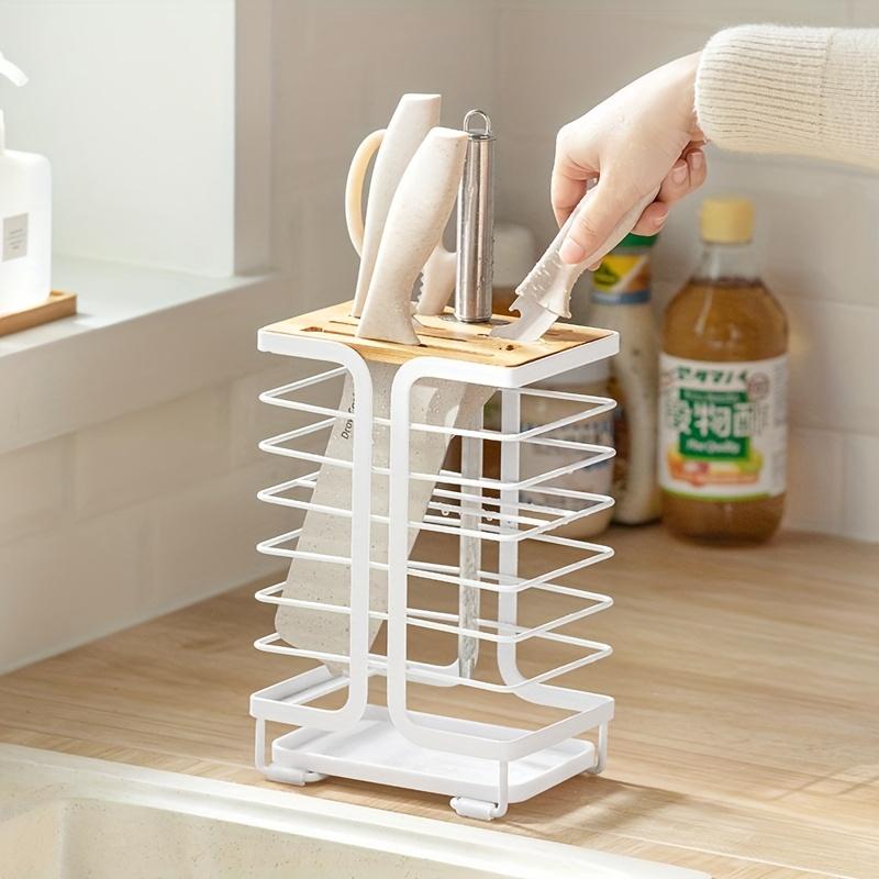 Multifunctional Knife Holder for The Kitchen with a Drainage Tray, Designed for Countertop Storage And Organization.