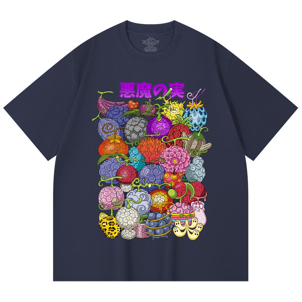 230 Gsm 100% Cotton One Piece V52 Devil Fruits Print Unisex Heavy Cotton T Shirt