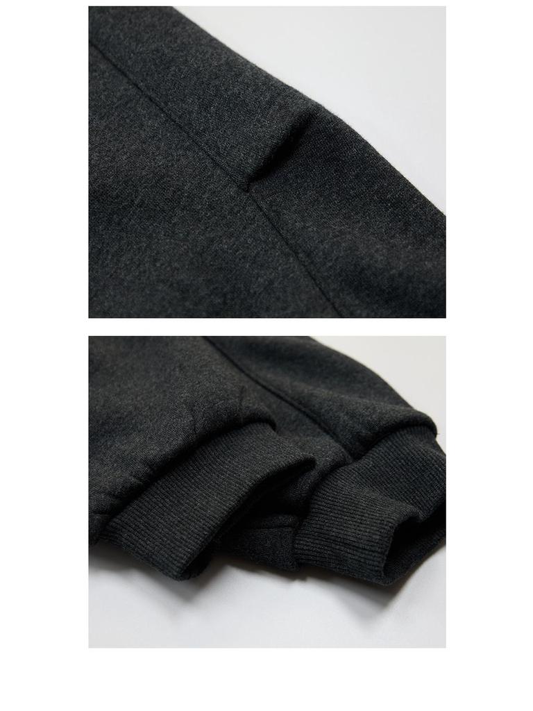 Men's Heavyweight Silk Wool Hooded Sweatshirt with High Collar and Zipper - 580g Plus Velvet Warm Jacket