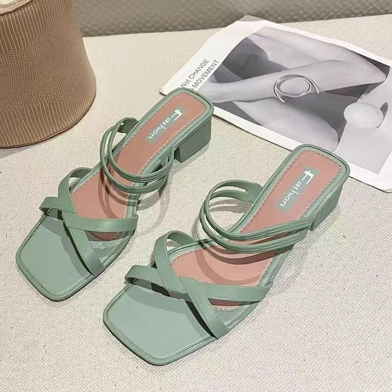 New 2024 Cool Slippers Fashion Korean Edition Women's Summer Thick Heel Slope Heel Slippers Sandals Two Wears Beach PVC Slippers