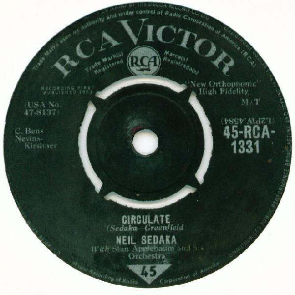 

7inch Record NEIL SEDAKA Alice In Wonderland 45RCA1331 RCA Victor 1963 UK Pop Used