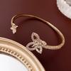 Gold Silver Plated Zircon Iris Bloom Cuff Bracelet For Stylish Office Accessories