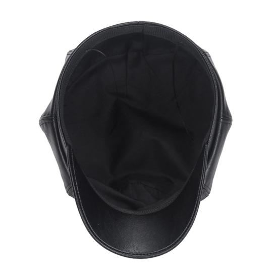 Beret Cap Faux Leather Adjustable Octagon Faux Leather Hats for Party