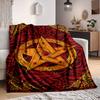1pc Golden Star Ornament Blanket Lightweight Flannel Blanket Throw Blanket For Sofa, Bed, Travel, Camping, Livingroom, Office, Couch, Chair, And Bed Y