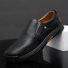 Autumn Men's Slip-On Low-Top Leather Shoes: Versatile, Casual & Breathable British Style In Large Sizes.