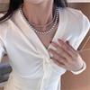 Tooxika Luxury Elegant Temperament 8 Word Ring Buckle Detachable Multi-wearing Pearl Necklace Collarbone Chain Jumper Chain