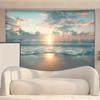 2D Tropical Ocean Tapestry, Pastel Clouds & Reflecting Sun Wall Art for Home Decor
