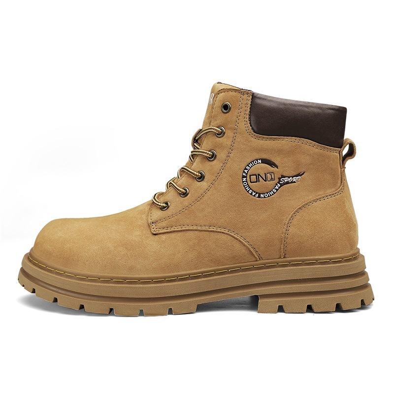 Pánské podzimní vysoké pracovní boty britského stylu Pánské kožené nepromokavé pracovní boty v pouštním stylu