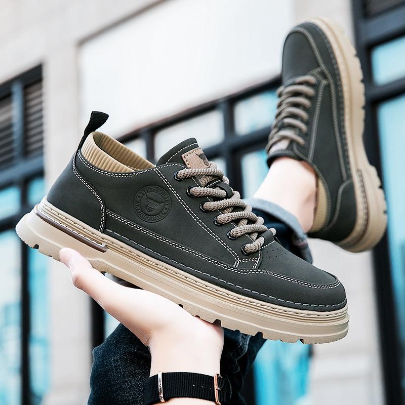 

Лето 2025 Весна и Осень Дышащая Рабочая Кожаная Обувь Износостойкая Универсальная Мужская Обувь Увеличение Роста Легкая Нескользящая Повседневная Вепрь 44