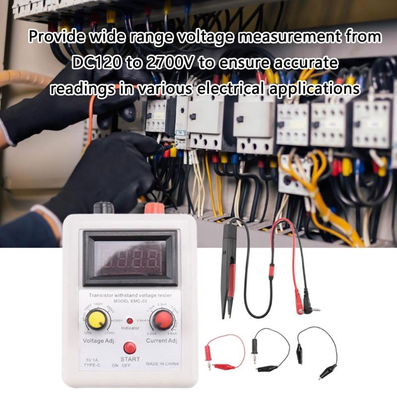 Voltage Capability Transistor Tester DC120V To 2700V ABS Construction For Electrical Safety Testing