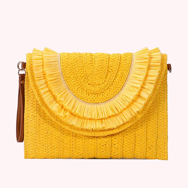 Yogodlns Raffia Stro Geweven Tassen Mode Dames Pols Clutches Zomer Vrouwen Schouder Crossbody Tassen Handgemaakte Strandtas