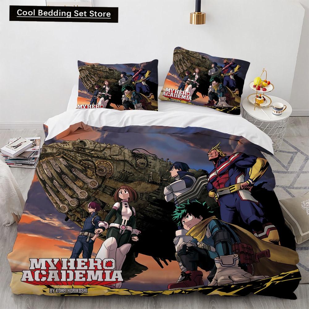 Nowy Anime My Hero Academy Pościel Zestaw Postacie Anime Poszewka na kołdrę 3D Cartoon Poliester Poszewka na kołdrę Queen King Size Dzieci Chłopcy