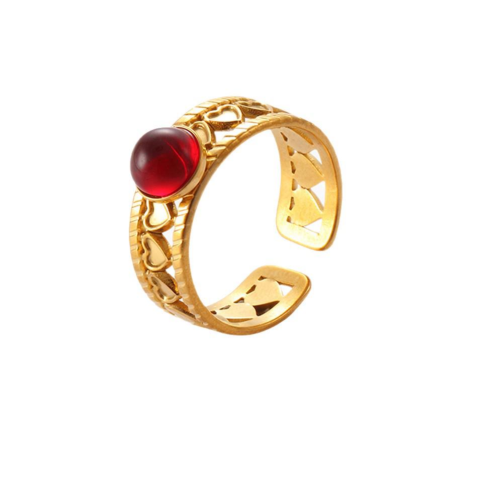 French Retro Turquoise Ring: Elegant, Fade-Resistant, 18K Gold-Plated Stainless Steel