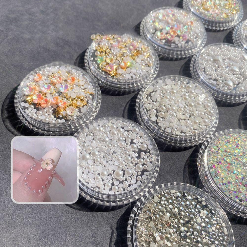 1 Box Pearl 3D Rhinestones Sticker Flower Eyes Face Facial  Sticker  DIY Decoration
