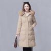 Big fur collar cotton-padded clothes for women's long styles over the knee, winter new loose waist cotton-padded jackets, thickened cotton-padded