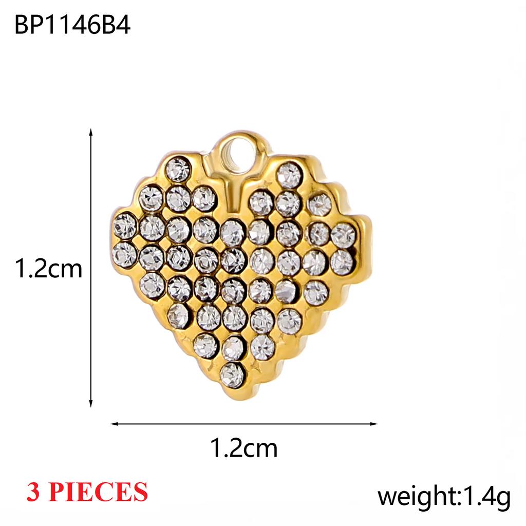 3PCS/LOT CARLIDANA Colorful Enamel Charms Gold Plated Stainless Steel Heart Moon Flower Zircon Pendants DIY Jewelry Making